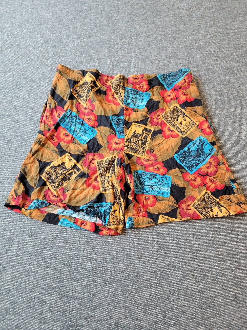 Ann Taylor Tropical Print Bermuda Shorts in Blue, Red, Tan